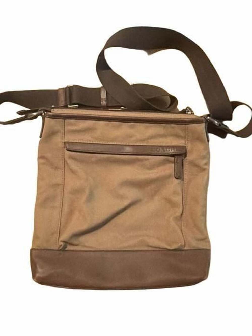 Coach Camden Canvas Zip Top Crossbody Messenger Bag Brown